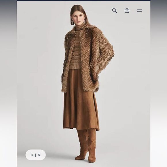 Ralph Lauren Collection * Pre-Fall '19 Toffee Lamb Shearling Chevron Knit Coat - Picture 1 of 16